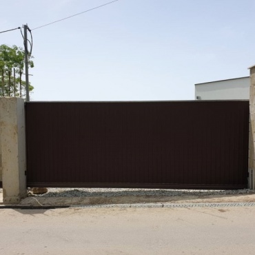 Ворота въездные откатные коричневые 3400x2400